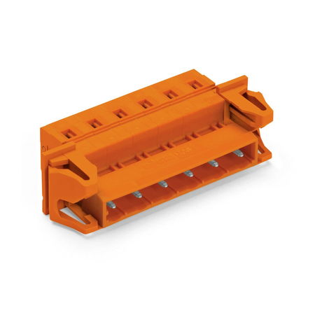 1-conductor male connector; Snap-in flange; 2.5 mm²; Pin spacing 7.62 mm; 12-pole; 2,50 mm²; orange