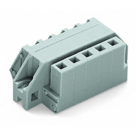 1-conductor female plug; angled; clamping collar; 2.5 mm²; Pin spacing 5 mm; 7-pole; 2,50 mm²; gray