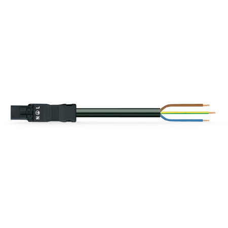 pre-assembled connecting cable; Eca; Plug/open-ended; 3-pole; Cod. A; H05Z1Z1-F 3G 1.0 mm²; 5 m; 1,00 mm²; black