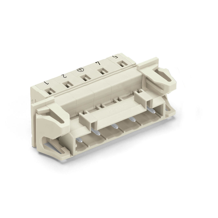 1-conductor male connector; 100% protected against mismating; Preceding ground contact; Snap-in flange; direct marking; 2.5 mm²; Pin spacing 7.5 mm; 5-pole; 2,50 mm²; light gray