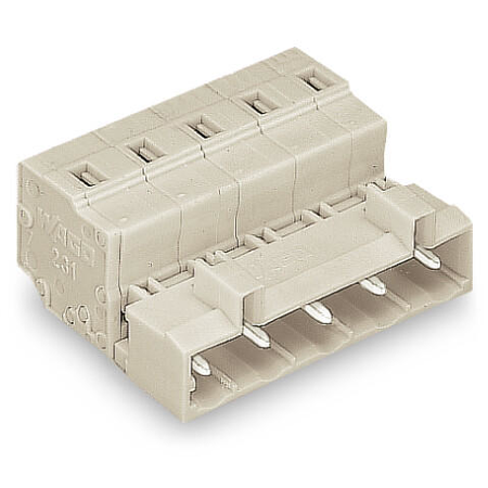 1-conductor male connector; 100% protected against mismating; Strain relief plate; 2.5 mm²; Pin spacing 7.5 mm; 3-pole; 2,50 mm²; light gray