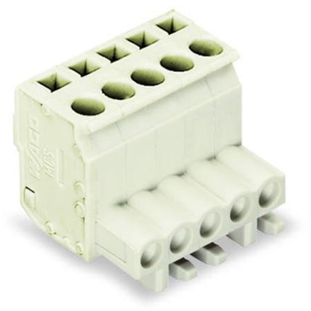 1-conductor female plug; angled; 100% protected against mismating; 2,50 mm²; light gray