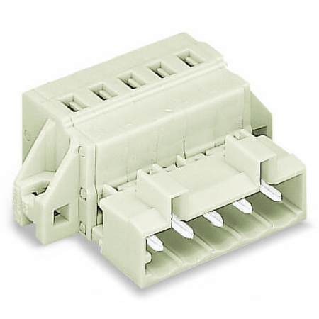 1-conductor male connector; 100% protected against mismating; clamping collar; Strain relief plate; 2.5 mm²; Pin spacing 5 mm; 14-pole; 2,50 mm²; light gray