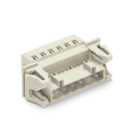 1-conductor male connector; 100% protected against mismating; Preceding ground contact; Snap-in flange; direct marking; 2.5 mm²; Pin spacing 5 mm; 5-pole; 2,50 mm²; light gray