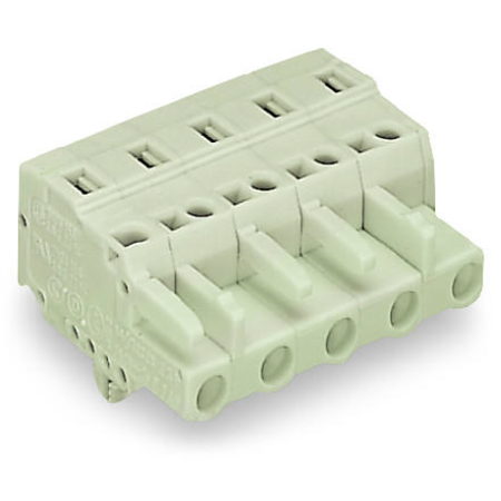 1-conductor female plug; 100% protected against mismating; Snap-in mounting feet; Locking lever; 2.5 mm²; Pin spacing 7.5 mm; 7-pole; 2,50 mm²; light gray