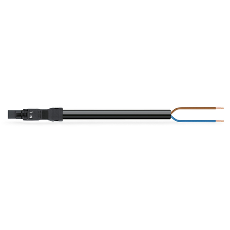 pre-assembled connecting cable; Eca; Plug/open-ended; 2-pole; Cod. A; H05VV-F 2 x 1.5 mm²; 6 m; 1,50 mm²; black