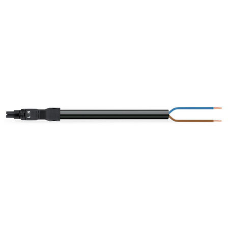 pre-assembled connecting cable; Eca; Socket/open-ended; 2-pole; Cod. A; 2 m; 1,00 mm²; black