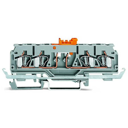 4-conductor disconnect/test terminal block; with shield contact; with test port; for DIN-rail 35 x 15 and 35 x 7.5; 2.5 mm²; CAGE CLAMP®; 2,50 mm²; gray