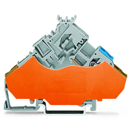 2-conductor actuator terminal block; with colored conductor entries; 2.5 mm²; CAGE CLAMP®; 2,50 mm²; gray