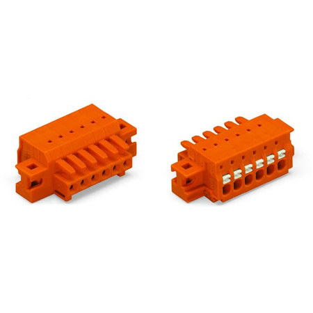 1-conductor female plug; 100% protected against mismating; push-button; clamping collar; 1.5 mm²; Pin spacing 3.81 mm; 9-pole; 1,50 mm²; orange