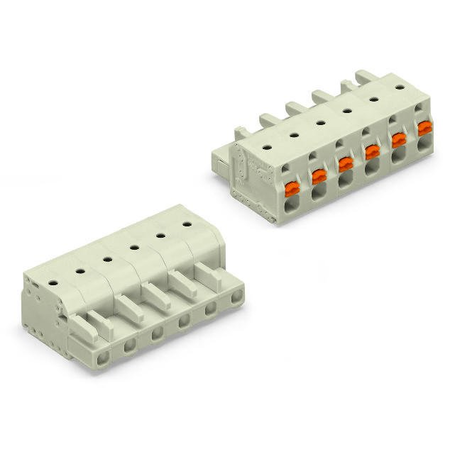 1-conductor female plug; 100% protected against mismating; push-button; 2.5 mm²; Pin spacing 7.5 mm; 9-pole; 2,50 mm²; light gray