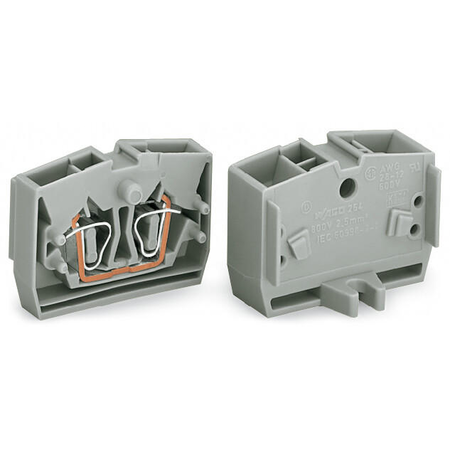 4-conductor terminal strip; 12-pole; without push-buttons; with snap-in mounting feet; for plate thickness 0.6 - 1.2 mm; Fixing hole 3.5 mm Ø; 2.5 mm²; CAGE CLAMP®; 2,50 mm²; gray