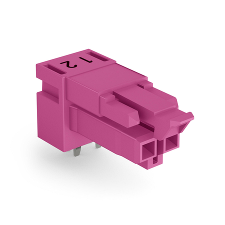 Socket for PCBs; angled; 2-pole; Cod. B; pink