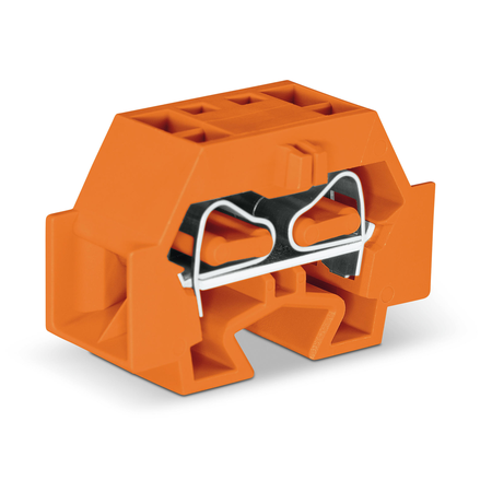 Space-saving, 4-conductor end terminal block; without push-buttons; without protruding snap-in mounting foot; for terminal strips with snap-in mounting feet; 4 mm²; CAGE CLAMP®; 4,00 mm²; orange