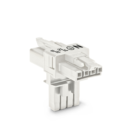 T-distribution connector; 4-pole; Cod. A; 1 input; 2 outputs; 2 locking levers; white
