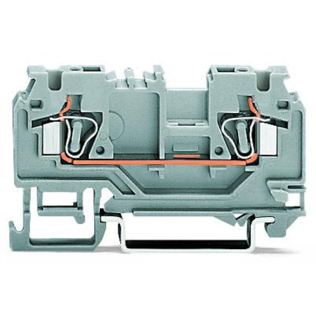 2-conductor through terminal block; 4 mm²; with test port; with shield contact; center marking; for DIN-rail 35 x 15 and 35 x 7.5; CAGE CLAMP®; 4,00 mm²; orange