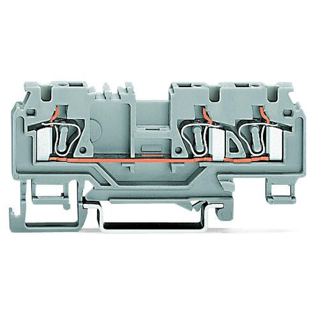 3-conductor through terminal block; 4 mm²; with test port; without shield contact; center marking; for DIN-rail 35 x 15 and 35 x 7.5; CAGE CLAMP®; 4,00 mm²; orange