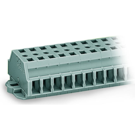 2-conductor terminal strip; 11-pole; without push-buttons; with fixing flanges; for screw or similar mounting types; Fixing hole 3.2 mm Ø; 2.5 mm²; CAGE CLAMP®; 2,50 mm²; gray