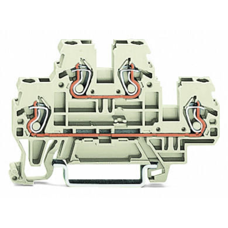 Double-deck terminal block; Ground conductor/through terminal block; PE/L; suitable for Ex e II applications; for DIN-rail 35 x 15 and 35 x 7.5; 2.5 mm²; CAGE CLAMP®; 2,50 mm²; light gray