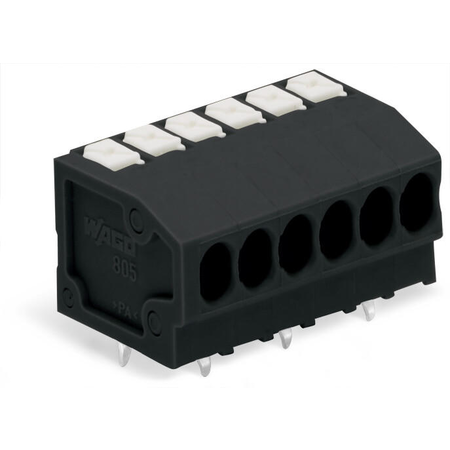 THR PCB terminal block; push-button; 1.5 mm²; Pin spacing 3.5 mm; 2-pole; Push-in CAGE CLAMP®; 1,50 mm²; black