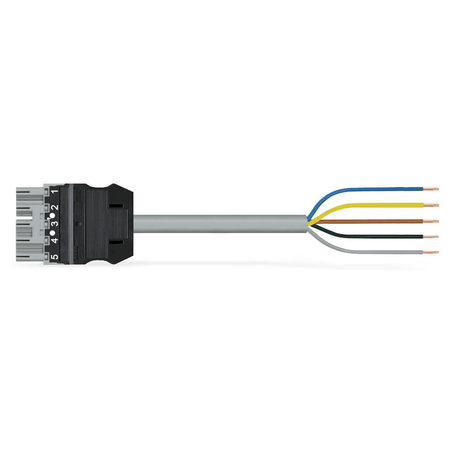 pre-assembled connecting cable; Eca; Plug/open-ended; 5-pole; Cod. B; 5 m; 1,50 mm²; gray