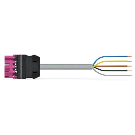 pre-assembled connecting cable; Eca; Plug/open-ended; 5-pole; Cod. B; 5 m; 1,00 mm²; pink