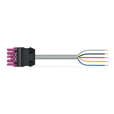 pre-assembled connecting cable; Eca; Socket/open-ended; 5-pole; Cod. B; 5 m; 1,50 mm²; pink