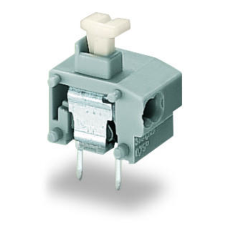 Stackable 2-conductor PCB terminal block; push-button; 0.75 mm²; Pin spacing 10/10.16 mm; 1-pole; PUSH WIRE®; 0,75 mm²; gray