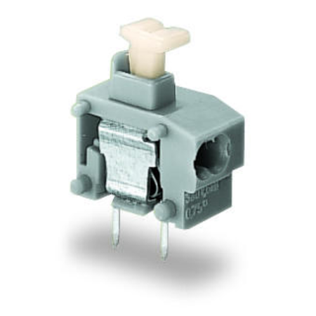 Stackable 2-conductor PCB terminal block; push-button; 0.75 mm²; Pin spacing 7.5/7.62 mm; 1-pole; PUSH WIRE®; 0,75 mm²; light gray