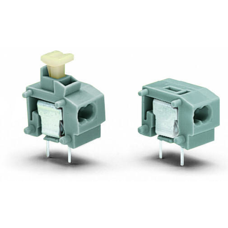 Stackable 2-conductor PCB terminal block; push-button; 0.75 mm²; Pin spacing 7.5/7.62 mm; 1-pole; PUSH WIRE®; 0,75 mm²; gray
