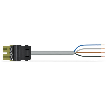 pre-assembled connecting cable; Eca; Plug/open-ended; 4-pole; Cod. B; Control cable 4 x 1.5 mm²; 1 m; 1,50 mm²; light green