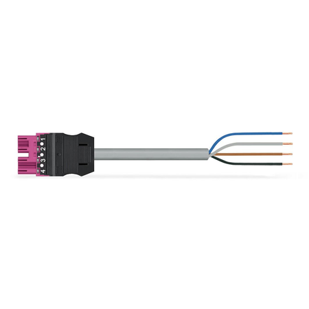 pre-assembled connecting cable; Eca; Plug/open-ended; 4-pole; Cod. B; Control cable 4 x 1.0 mm²; 8 m; 1,00 mm²; pink