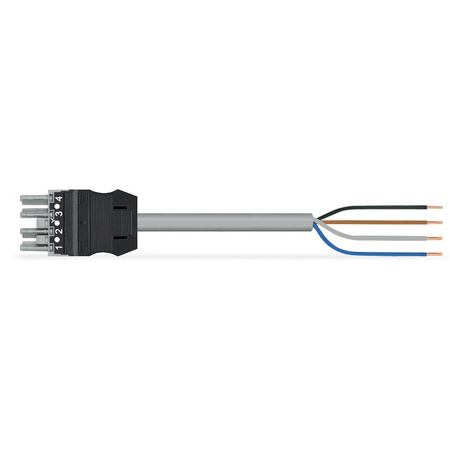 pre-assembled connecting cable; Eca; Socket/open-ended; 4-pole; Cod. B; Control cable 4 x 1.0 mm²; 7 m; 1,00 mm²; gray