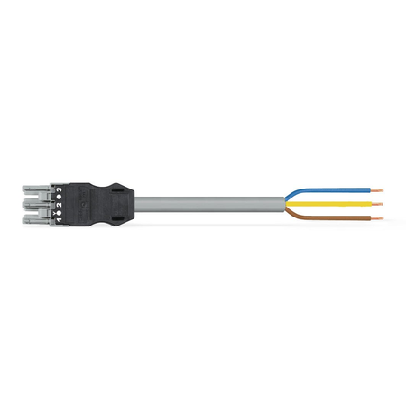 pre-assembled connecting cable; Eca; Socket/open-ended; 3-pole; Cod. B; H05VV-F 3 x 1.0 mm²; 2 m; 1,00 mm²; gray