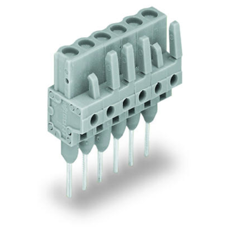 Female connector for rail-mount terminal blocks; 0.6 x 1 mm pins; straight; Pin spacing 5 mm; 19-pole; gray