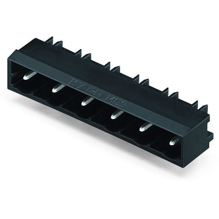 THR male header; 1.2 x 1.2 mm solder pin; angled; Pin spacing 7.5 mm; 4-pole; black