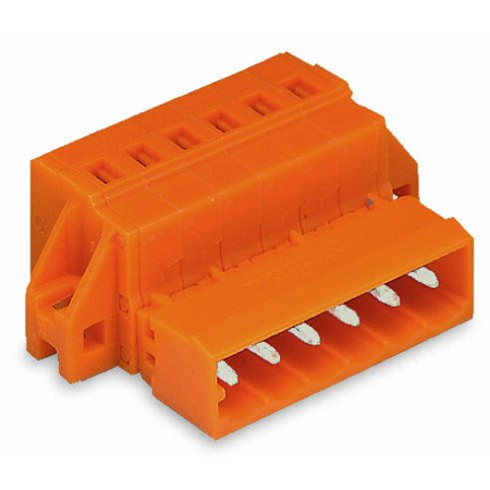 1-conductor male connector; clamping collar; Strain relief plate; 2.5 mm²; Pin spacing 5.08 mm; 7-pole; 2,50 mm²; orange