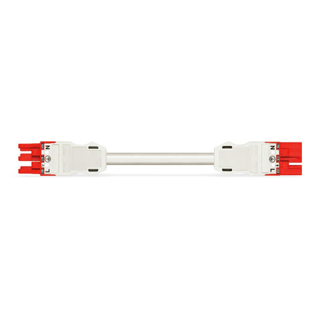 pre-assembled interconnecting cable; Eca; Socket/plug; 3-pole; Cod. P; H05Z1Z1-F 3G 2.5 mm²; 3 m; 2,50 mm²; red