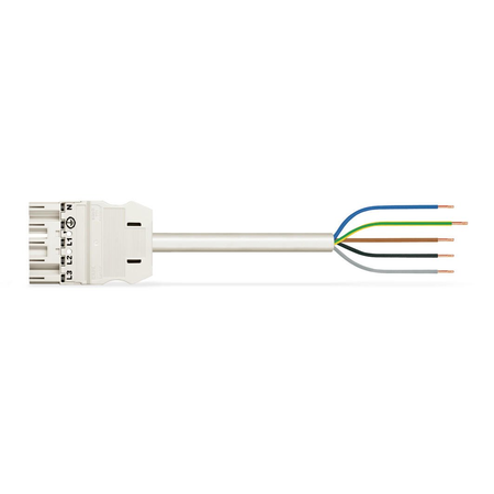 pre-assembled connecting cable; Cca; Plug/open-ended; 5-pole; Cod. A; H05Z1Z1-F 5G 2.5 mm²; 1 m; 2,50 mm²; white