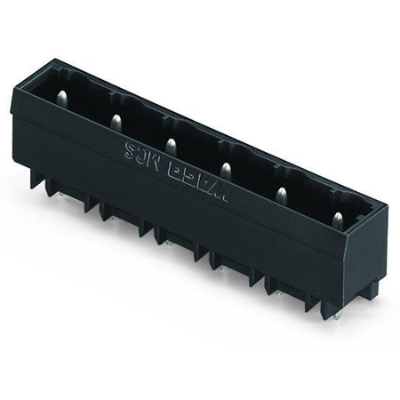 THR male header; 1.2 x 1.2 mm solder pin; straight; Pin spacing 7.5 mm; 6-pole; black