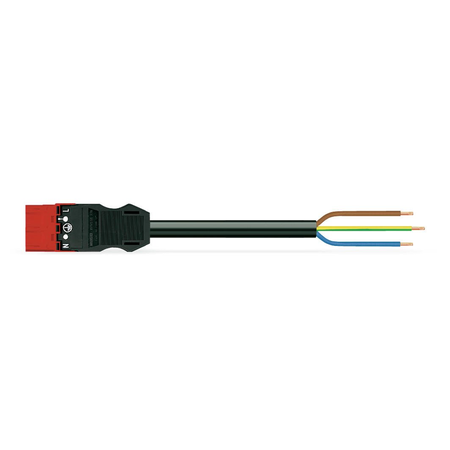 pre-assembled connecting cable; Cca; Plug/open-ended; 3-pole; Cod. P; H05Z1Z1-F 3G 2.5 mm²; 3 m; 2,50 mm²; red