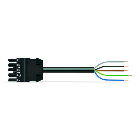 pre-assembled connecting cable; B2ca; Socket/open-ended; 5-pole; Cod. A; 3 m; 2,50 mm²; black
