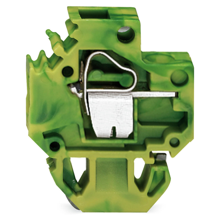 Ground conductor feedthrough terminal block; Conductor/solder/crimp quick disconnect terminal; Plate thickness: 1.5 mm; 4 mm²; Pin spacing 6 mm; 1-pole; CAGE CLAMP®; 4,00 mm²; green-yellow