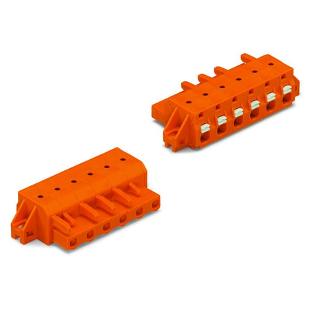 1-conductor female plug; push-button; clamping collar; 2.5 mm²; Pin spacing 7.62 mm; 7-pole; 2,50 mm²; orange