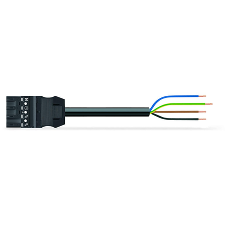 pre-assembled connecting cable; B2ca; Plug/open-ended; 4-pole; Cod. A; 3 m; 1,50 mm²; black