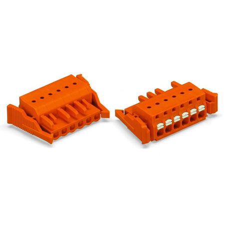 1-conductor female plug; push-button; Locking lever; 2.5 mm²; Pin spacing 5.08 mm; 22-pole; 2,50 mm²; orange