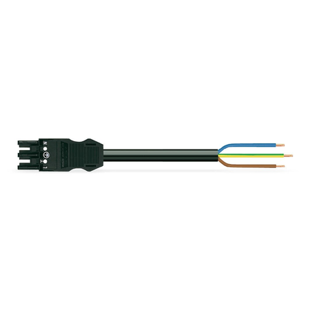 pre-assembled connecting cable; B2ca; Socket/open-ended; 3-pole; Cod. A; 1 m; 2,50 mm²; black