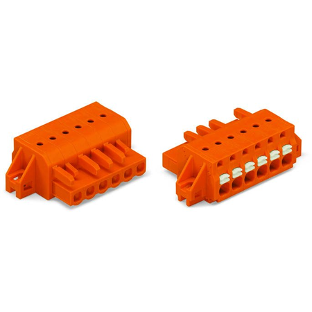 1-conductor female plug; push-button; clamping collar; 2.5 mm²; Pin spacing 5.08 mm; 12-pole; 2,50 mm²; orange