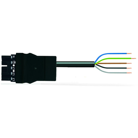 pre-assembled connecting cable; Plug/open-ended; 5-pole; Cod. A; H05Z1Z1-F 5G 4.0 mm²; 7 m; 4,00 mm²; black