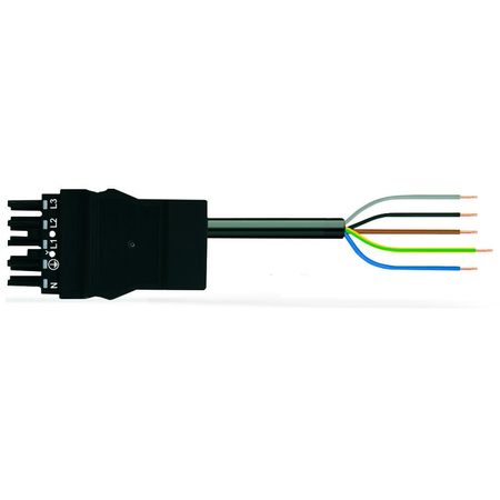 pre-assembled connecting cable; Socket/open-ended; 5-pole; Cod. A; H05Z1Z1-F 5G 4.0 mm²; 8 m; 4,00 mm²; black